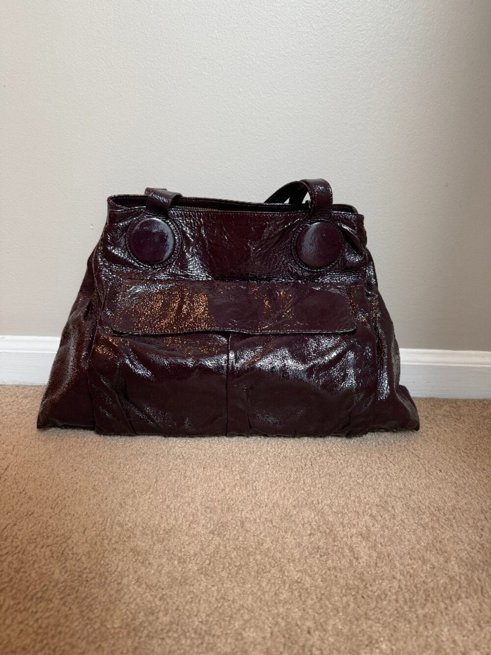 Goldenbleu Italian Plum Patent Leather Bag